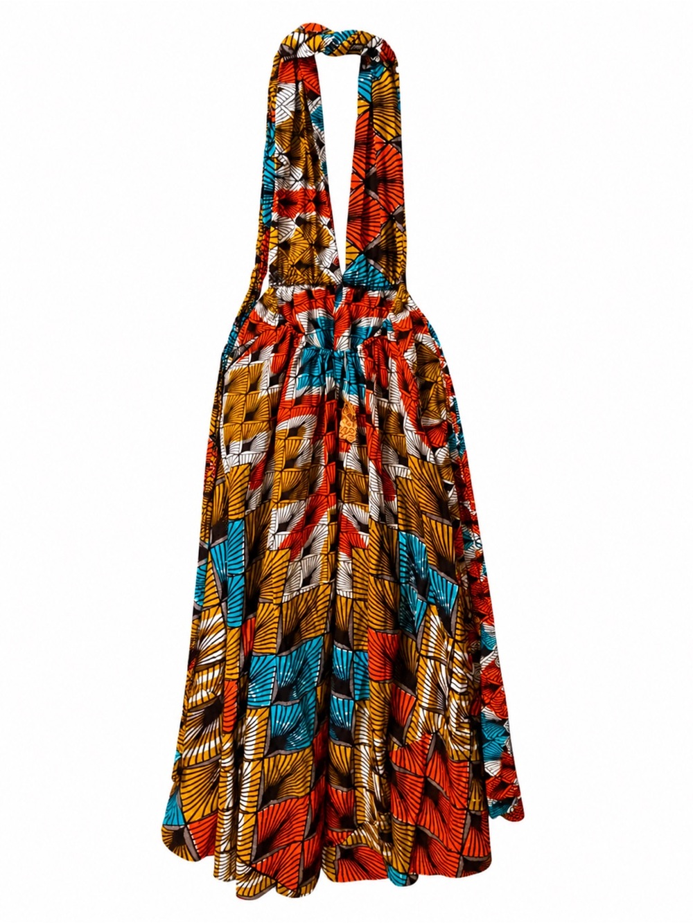 Afrodesiac wold Wide Tropical Halter Maxi Dress Multiple Wear Elastic Band Waist